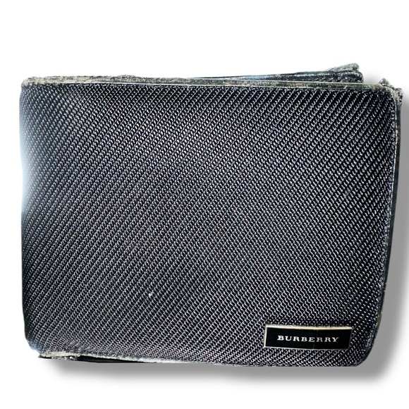 Burberry Men's Designer Card Coin Bill Wallet Bifold Luxury Canvas Leather Black - Picture 1 of 12